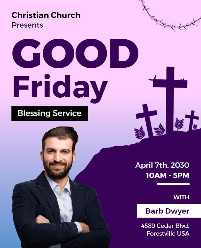 Good Friday Church Blessing Service Flyer Template