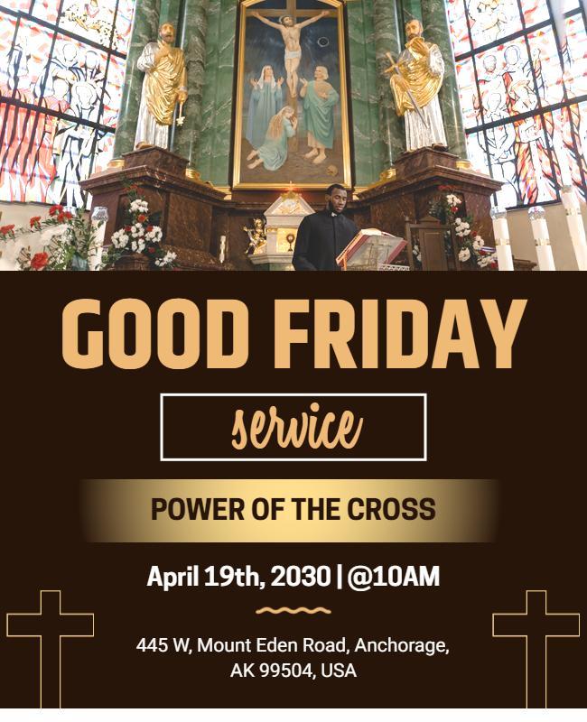 Elegant Religious Good Friday Service Power of the Cross Flyer Template