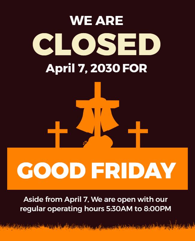 Good Friday Closure Announcement Flyer Template