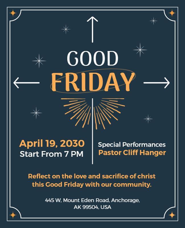 Elegant Blue Good Friday Community Reflection Flyer Template