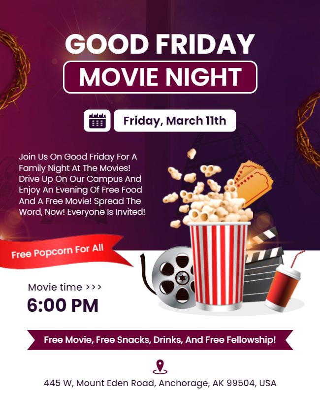 Good Friday Family Movie Night Flyer Template