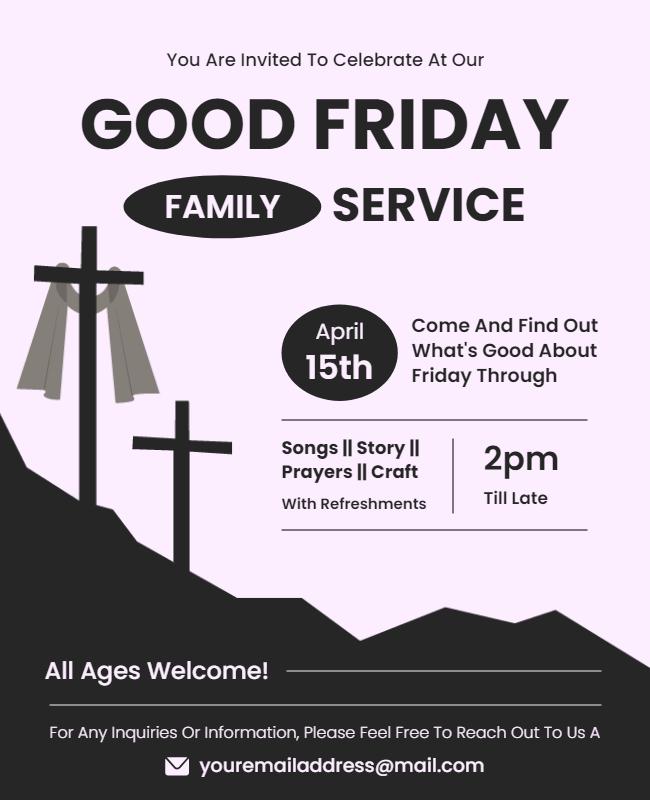 Good Friday Family Service Event Flyer Template