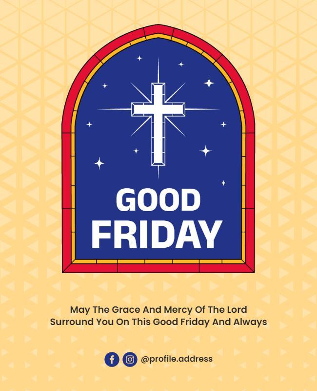 Stained Glass Inspired Good Friday Celebration Flyer Template