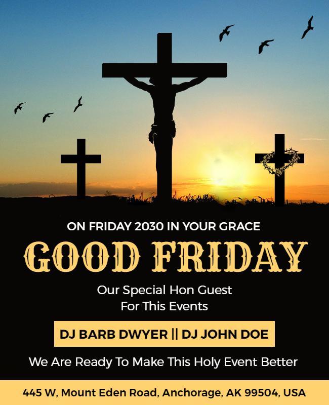 Inspiring Sunset Cross Theme Good Friday Event Flyer Template