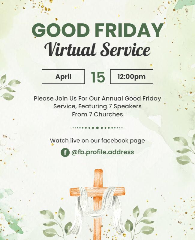 Good Friday Virtual Church Service Flyer Template