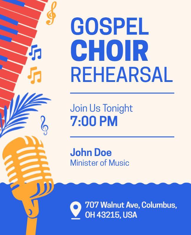 Gospel Choir Rehearsal Invitation Flyer Template