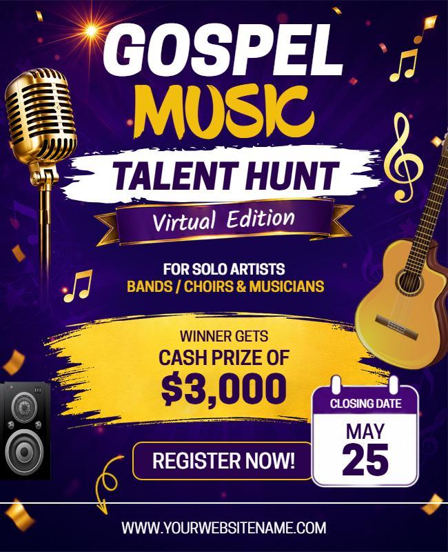 Gospel Music Talent Hunt Flyer Template
