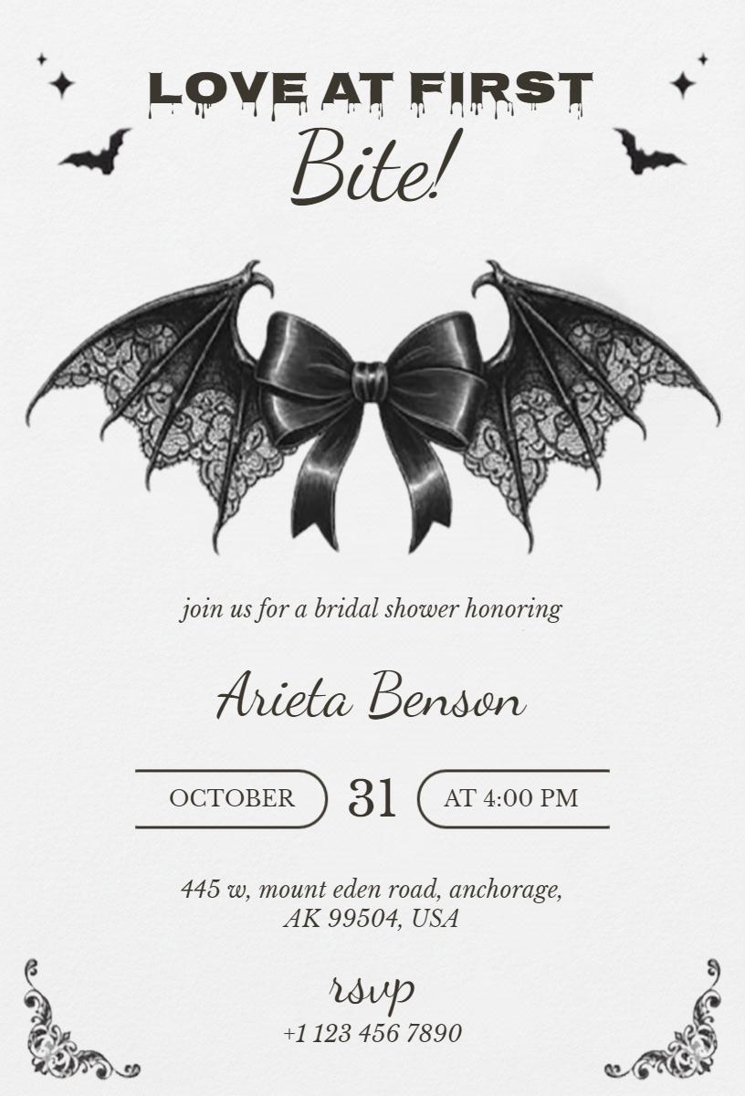 Gothic Bat Bridal Shower Halloween Celebration Invitation Template