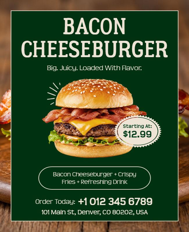 Gourmet Bacon Cheeseburger Promotion Flyer Template