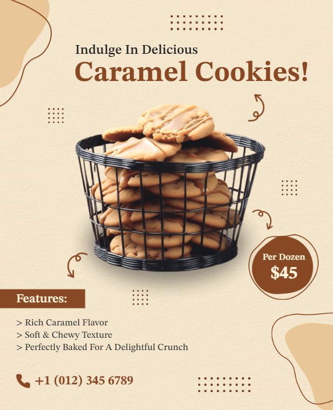 Gourmet Caramel Cookies Promotion Flyer Template