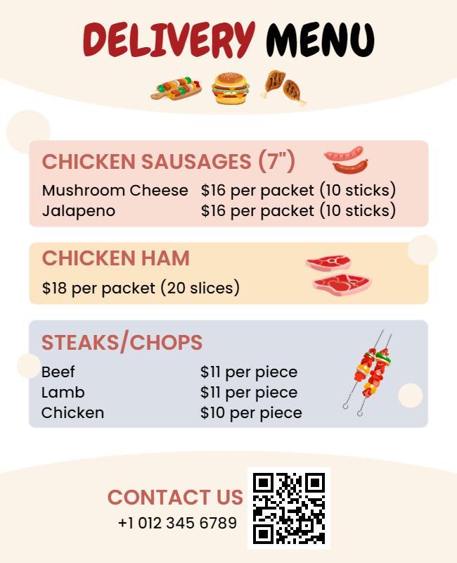 Gourmet Food Delivery Menu Flyer Template