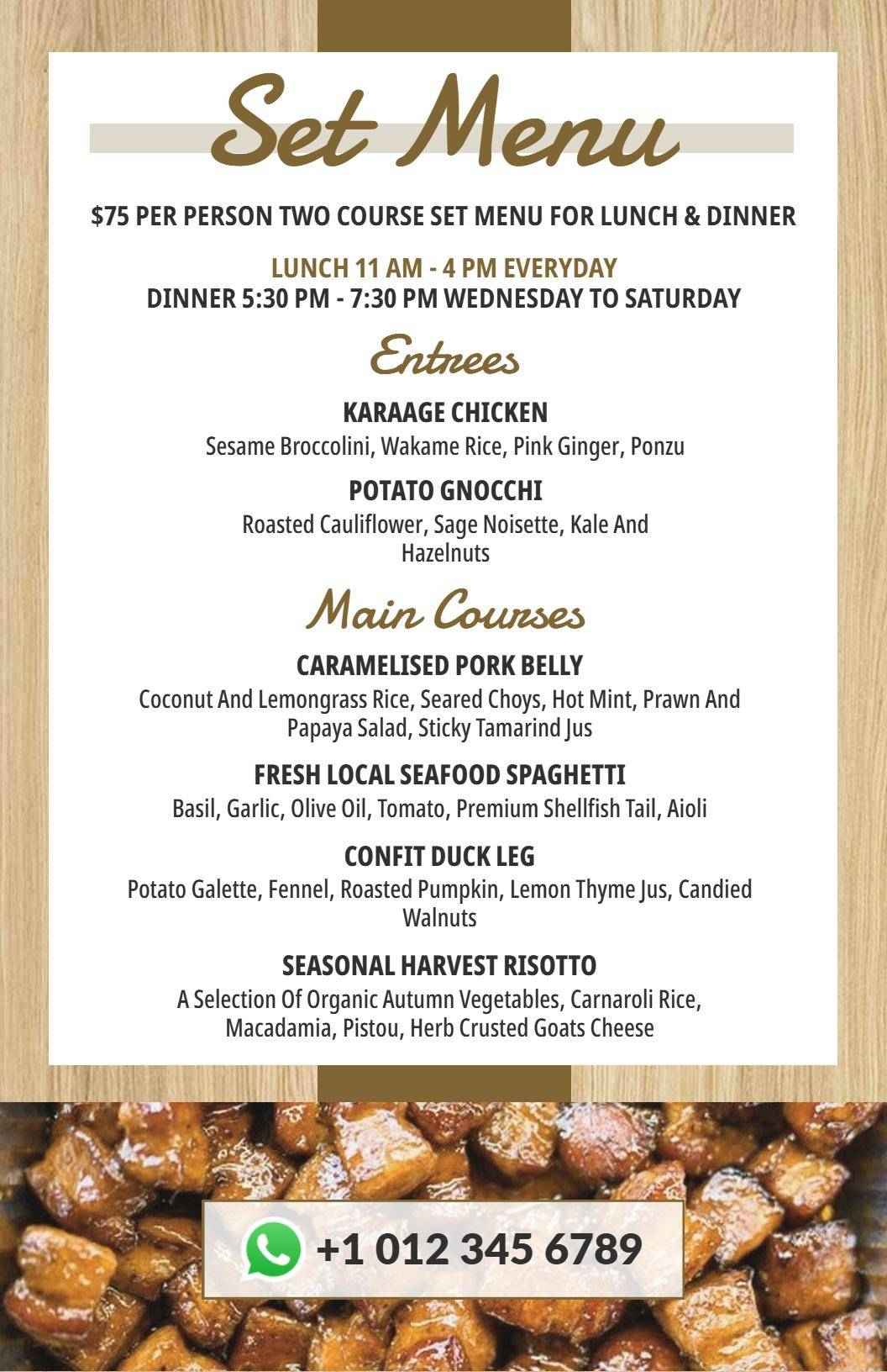 Gourmet Lunch and Dinner Experience Set Menu Template