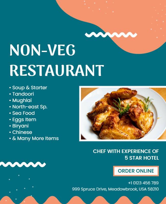 Gourmet Non Veg Restaurant Promotion Flyer Template