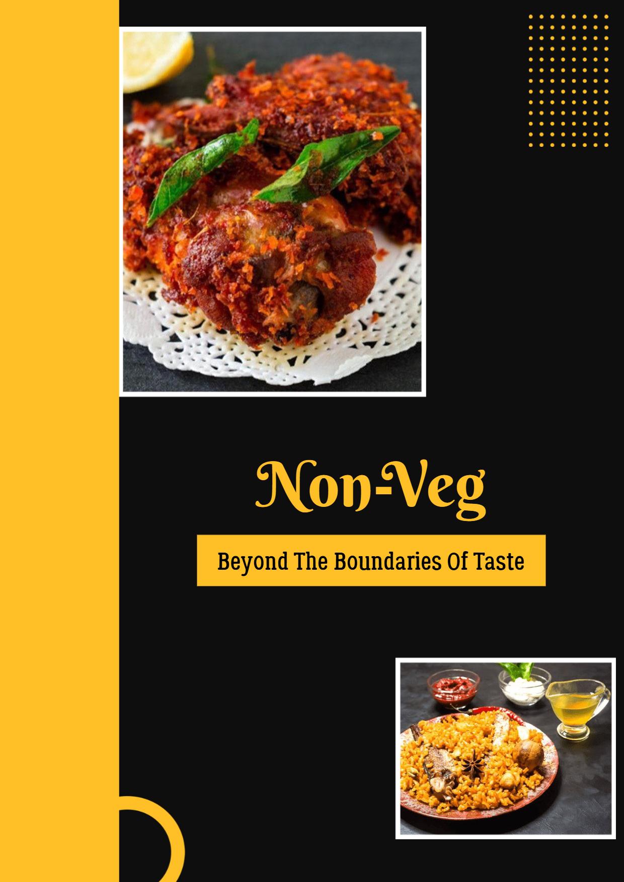 Gourmet Non-Vegetarian Cuisine Catalog Brochure Template