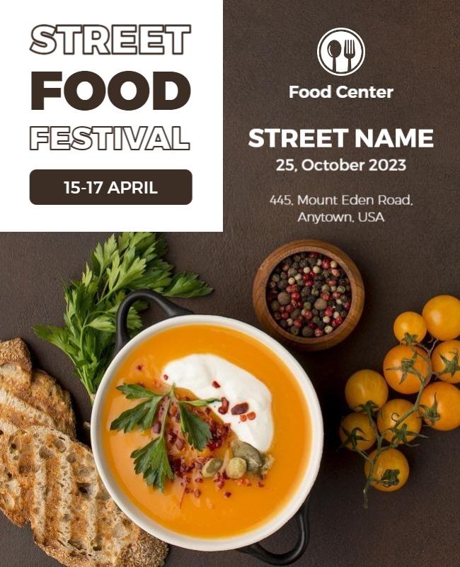 Gourmet Orange Street Food Festival Culinary Poster Template