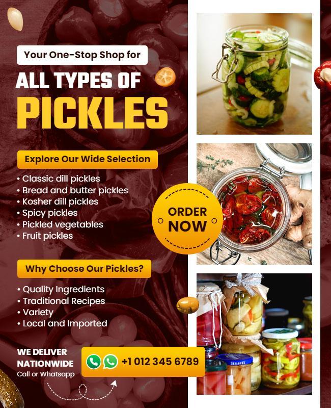 Gourmet Pickles Variety Promotion Flyer Template