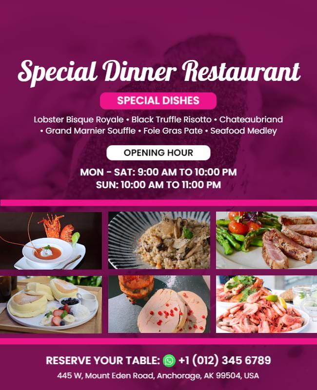 Gourmet Special Dinner Restaurant Flyer Template