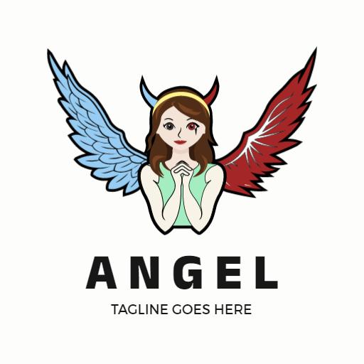 Graceful Angel Design with Blue and Red Wings Logo Template