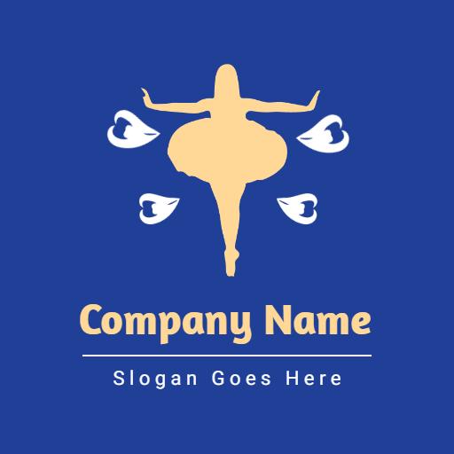 Graceful Ballet Dancer in Elegant Blue Background Logo Template