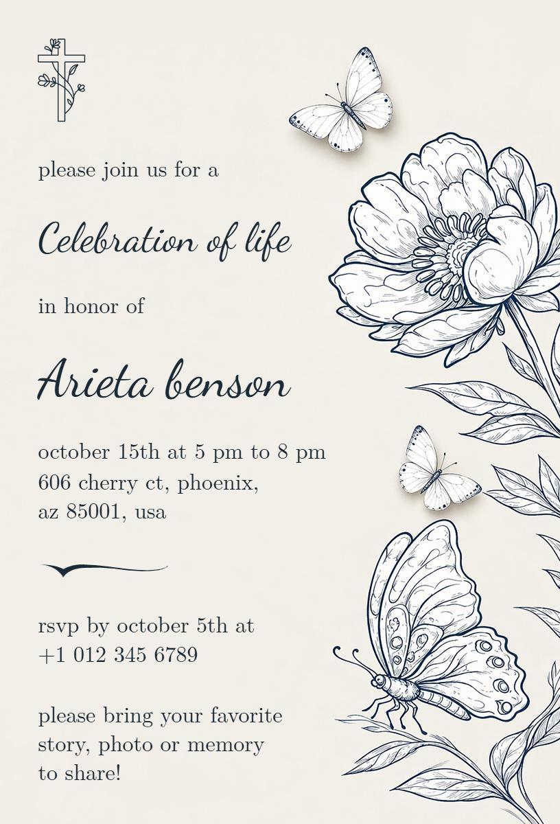Graceful Celebration of Life Memorial Service Invitation Template