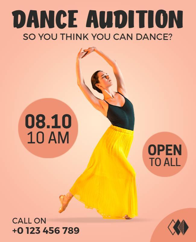 Graceful Dance Audition with Elegant Yellow Skirt Poster Template