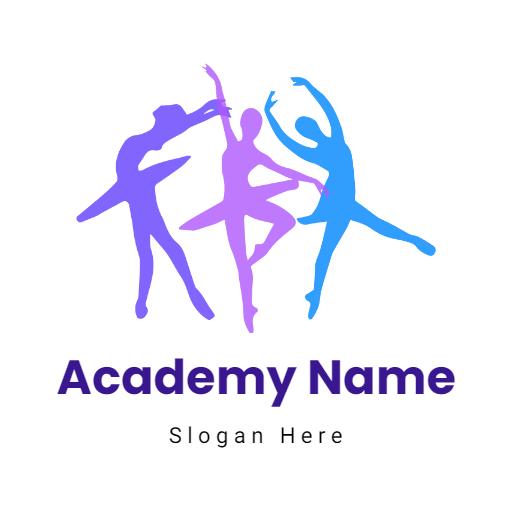 Graceful Dancers in Purple Shades Representing Ballet Academy Logo Template