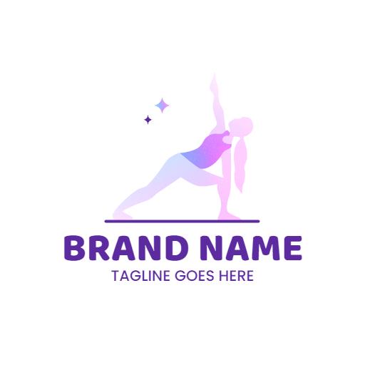 Graceful Purple Yoga Pose Enhancing Mindfulness Logo Template