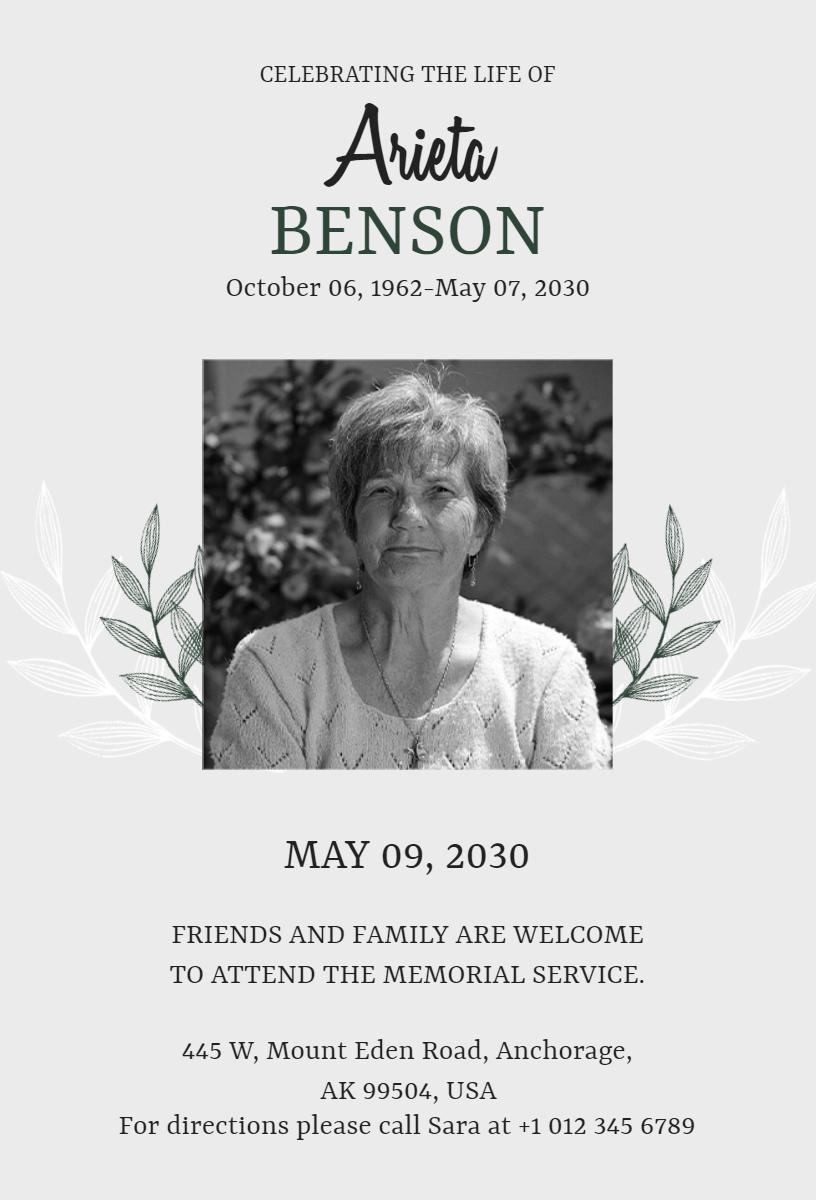 Graceful Tribute Memorial Service Celebration Invitation Template