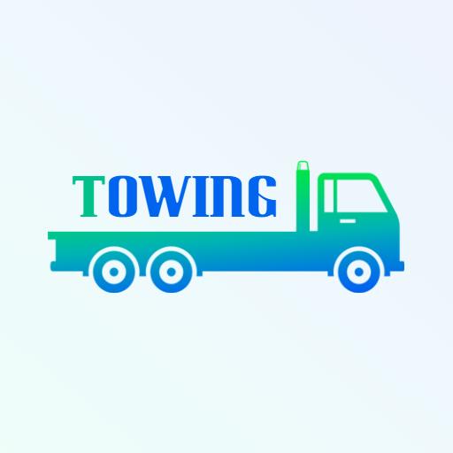 Gradient Blue and Green Tow Truck Highlighting Towing Services Logo Template