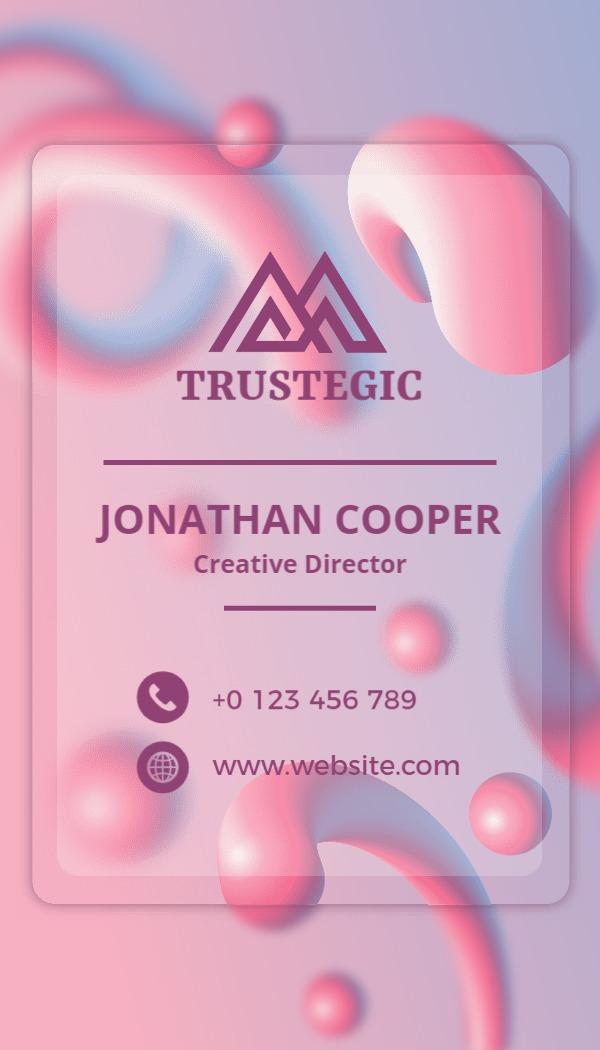 Gradient Pink Creative Director Vertical Business Card Template