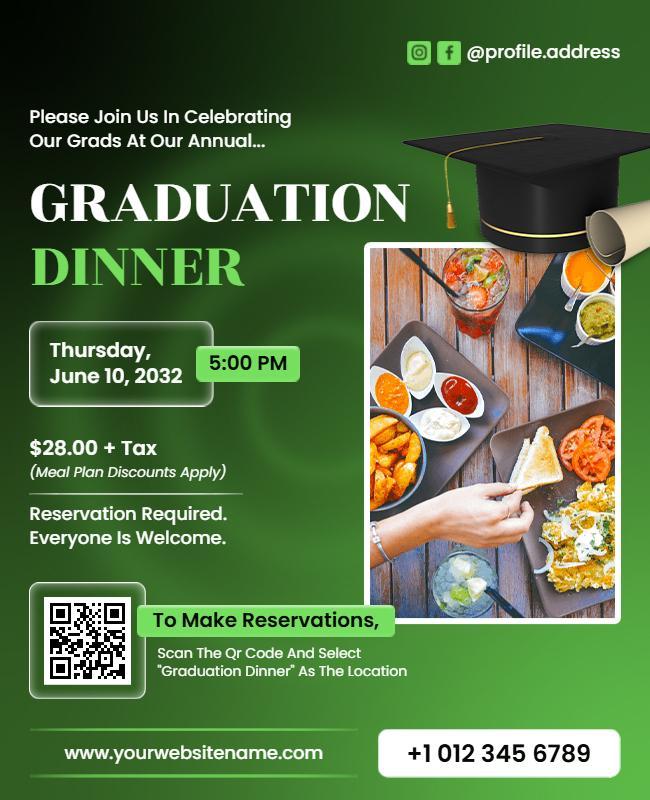 Graduation Celebration Dinner Invitation Flyer Template