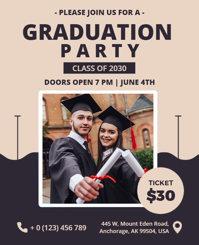 Modern Elegant Graduation Party Celebration Flyer Template