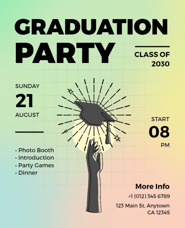 Vibrant Gradient Graduation Party Celebration Flyer Template