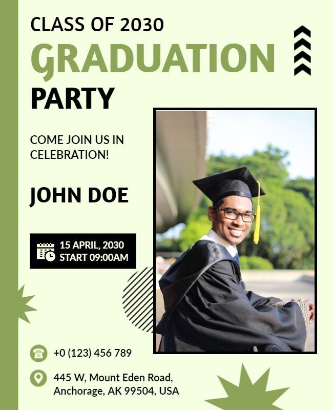 Modern Green Graduation Celebration Party Flyer Template