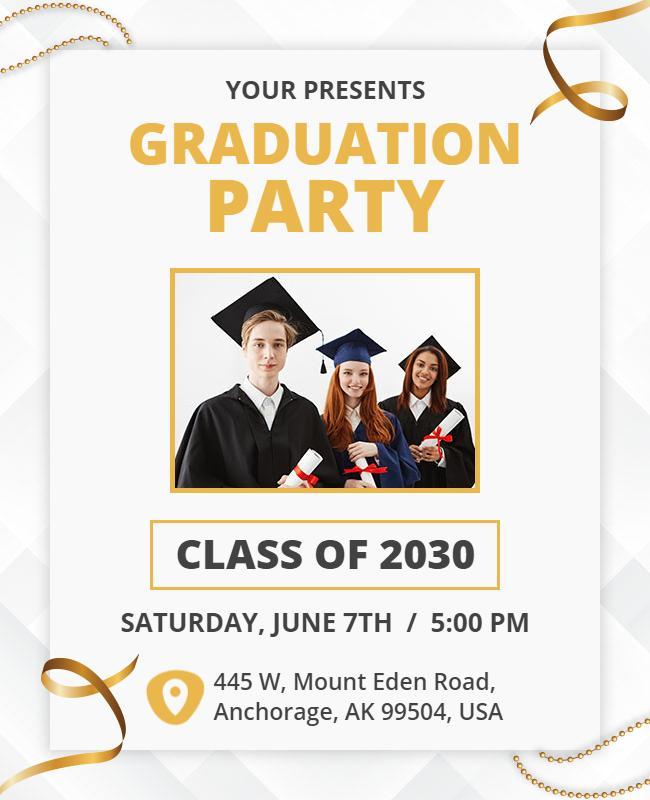 Elegant Gold Graduation Party Celebration Flyer Template