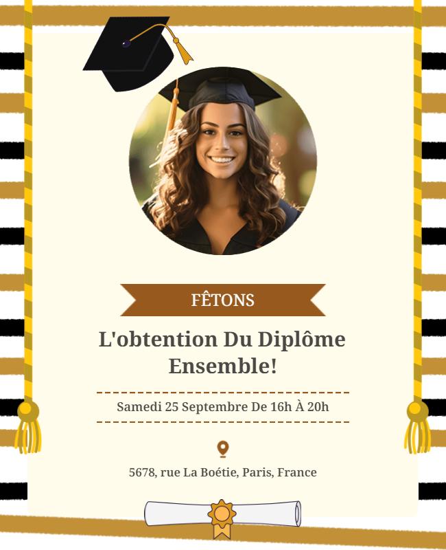 Classic Gold Graduation Celebration Ceremony Flyer Template