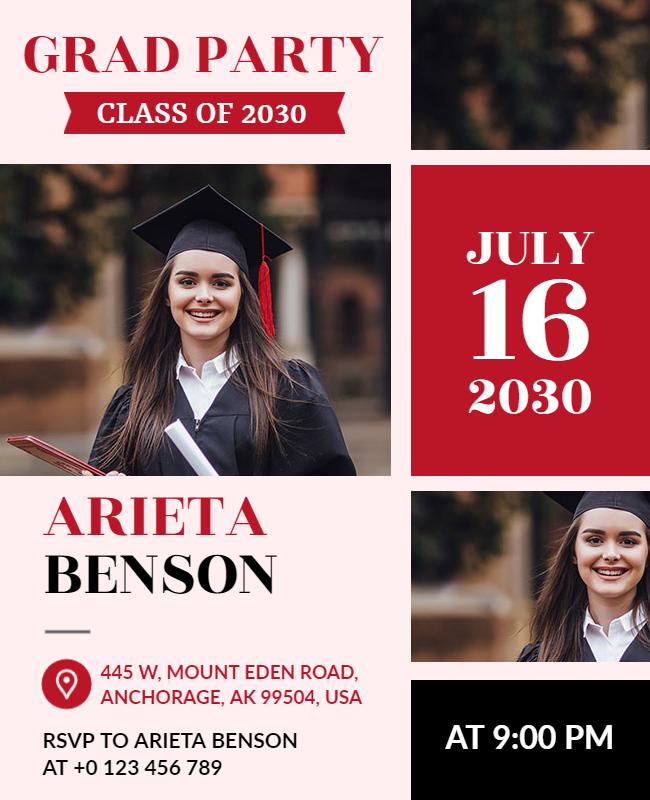 Graduation Celebration Party Invitation Flyer Template