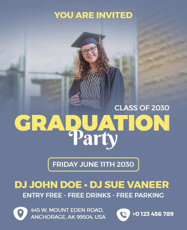 Bright Yellow Cheerful Graduation Celebration Party Flyer Template