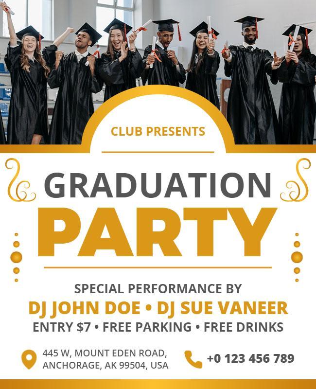 Graduation Celebration Party with Dj Performance Flyer Template