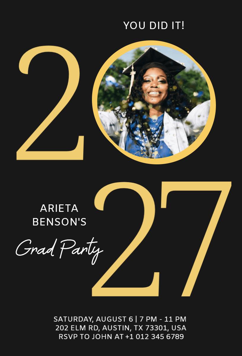Graduation Celebration Year 2027 Invitation Template