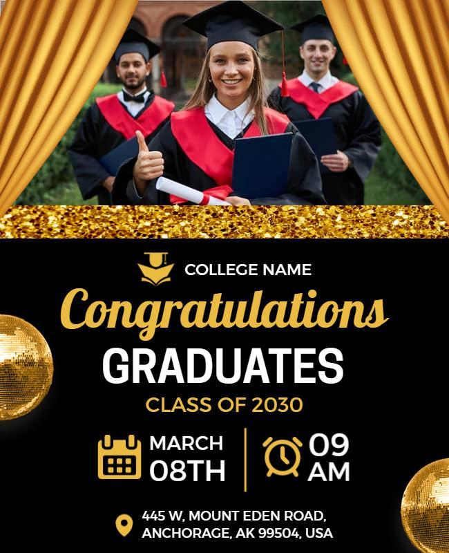 Graduation Ceremony Celebration Announcement Flyer Template