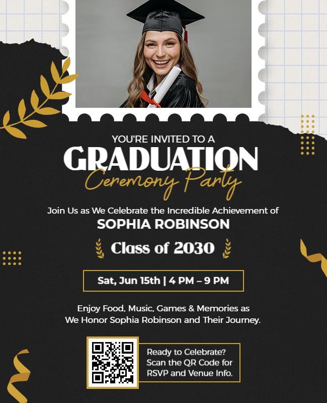 Graduation Ceremony Party Invitation Flyer Template