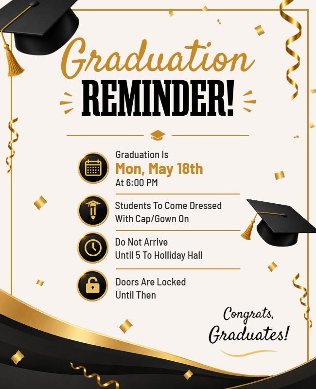 Graduation Ceremony Reminder Poster Template