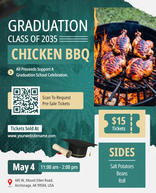 Graduation Chicken Bbq Celebration Flyer Template