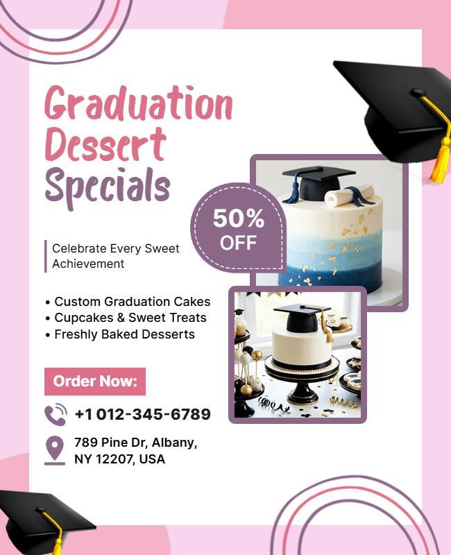Graduation Dessert Specials Promotional Flyer Template