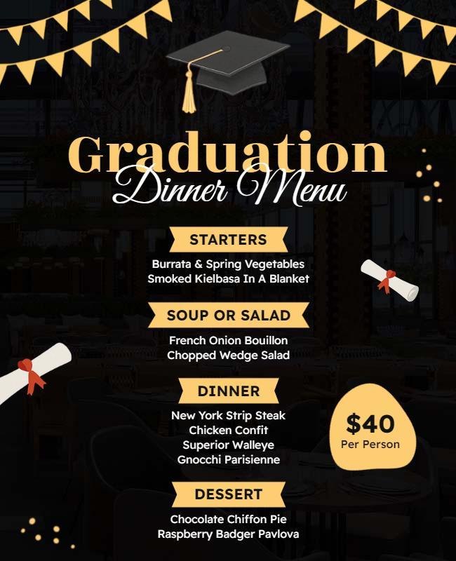 Graduation Dinner Menu Event Flyer Template