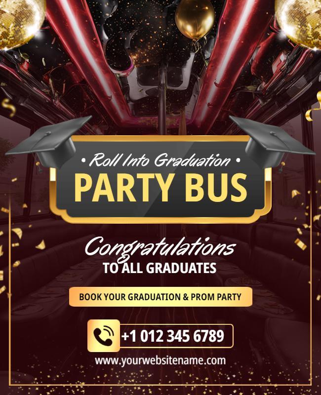 Graduation Party Bus Celebration Flyer Template