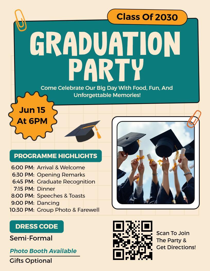 Graduation Party Program Highlights Announcement Flyer Template
