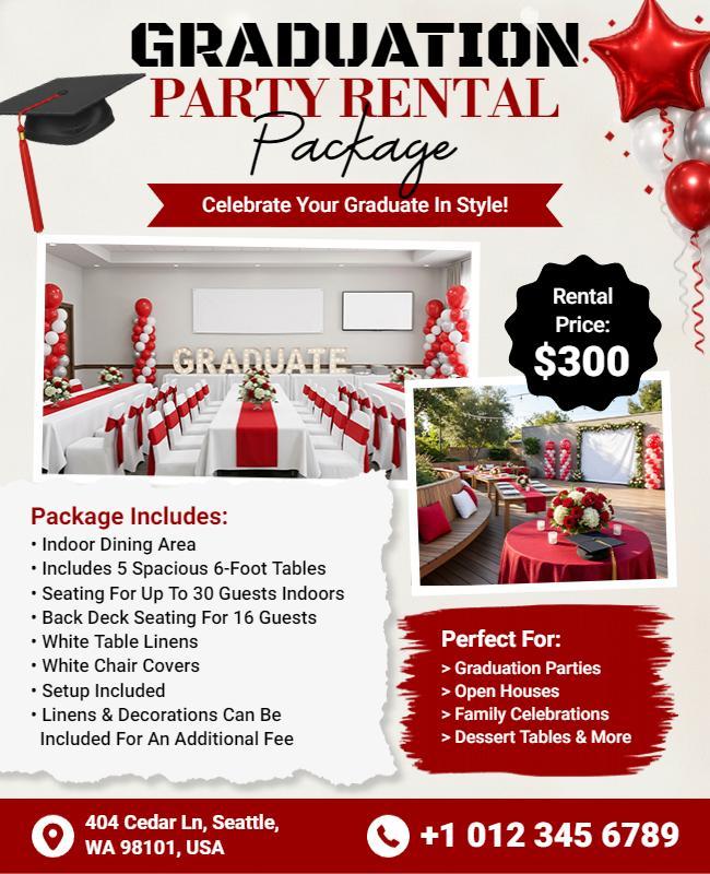 Graduation Party Rental Package Flyer Template