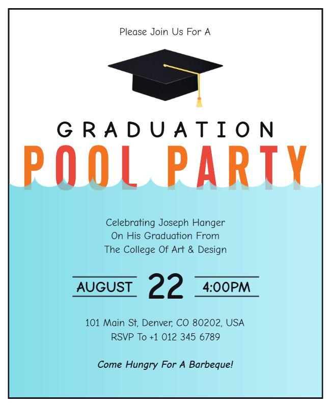 Graduation Pool Party Celebration Flyer Template